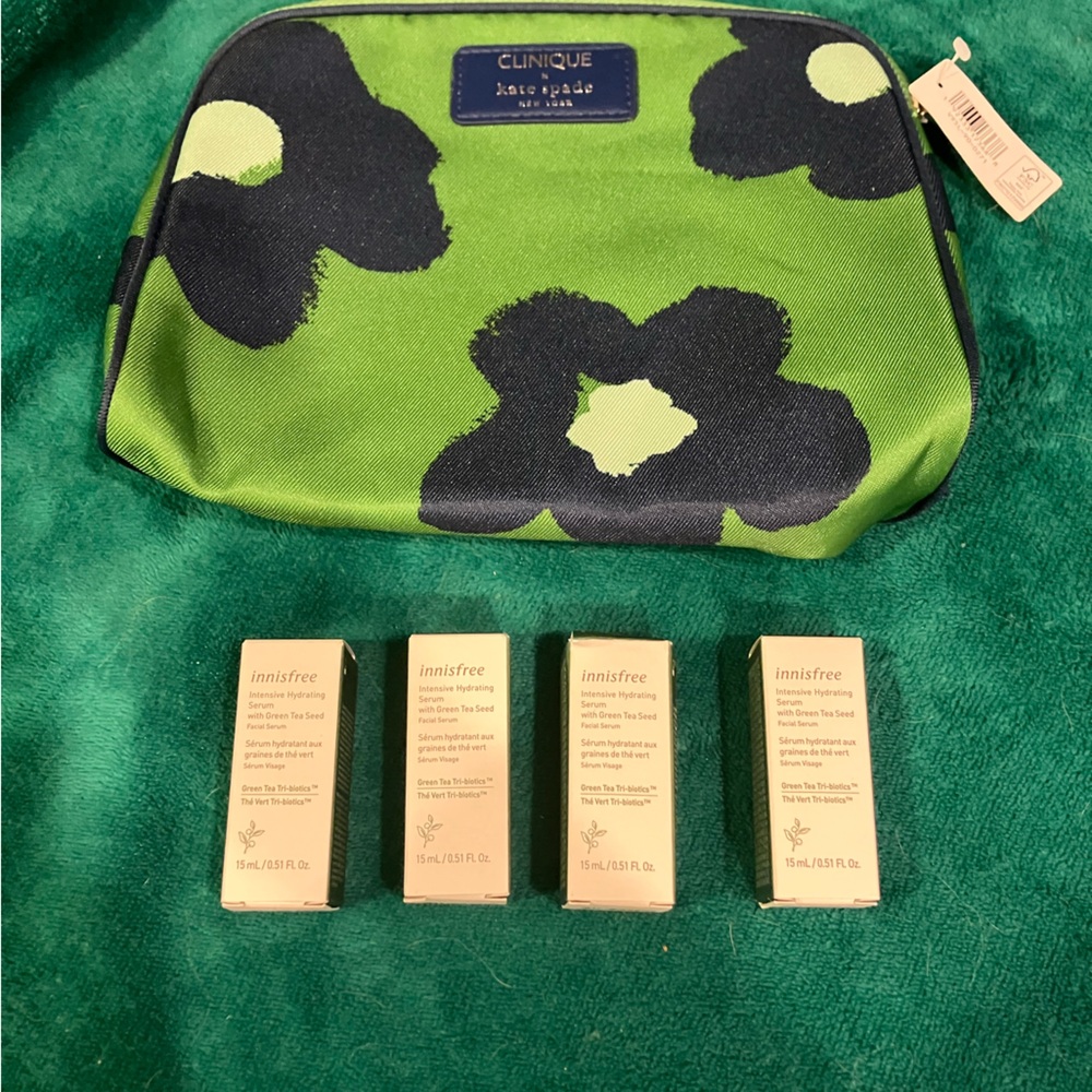 Clinique /Kate Spade Vibrant Green and Blue Floral Bag